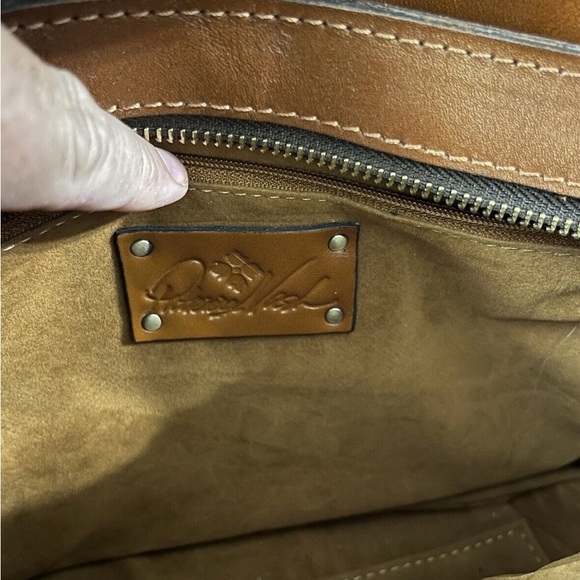 Patricia Nash Rosina Cut Out Tooled Leather Satchel Tan Gold! Beautifully Bag!! - Picture 9 of 12